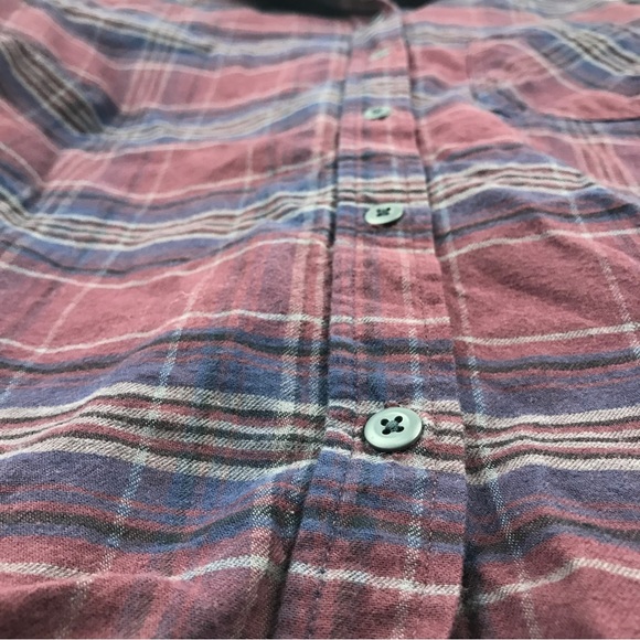 SOLD: american Giant Flannel Button Down Shirt Purple Blue Women’s XL Made in - Picture 9 of 13